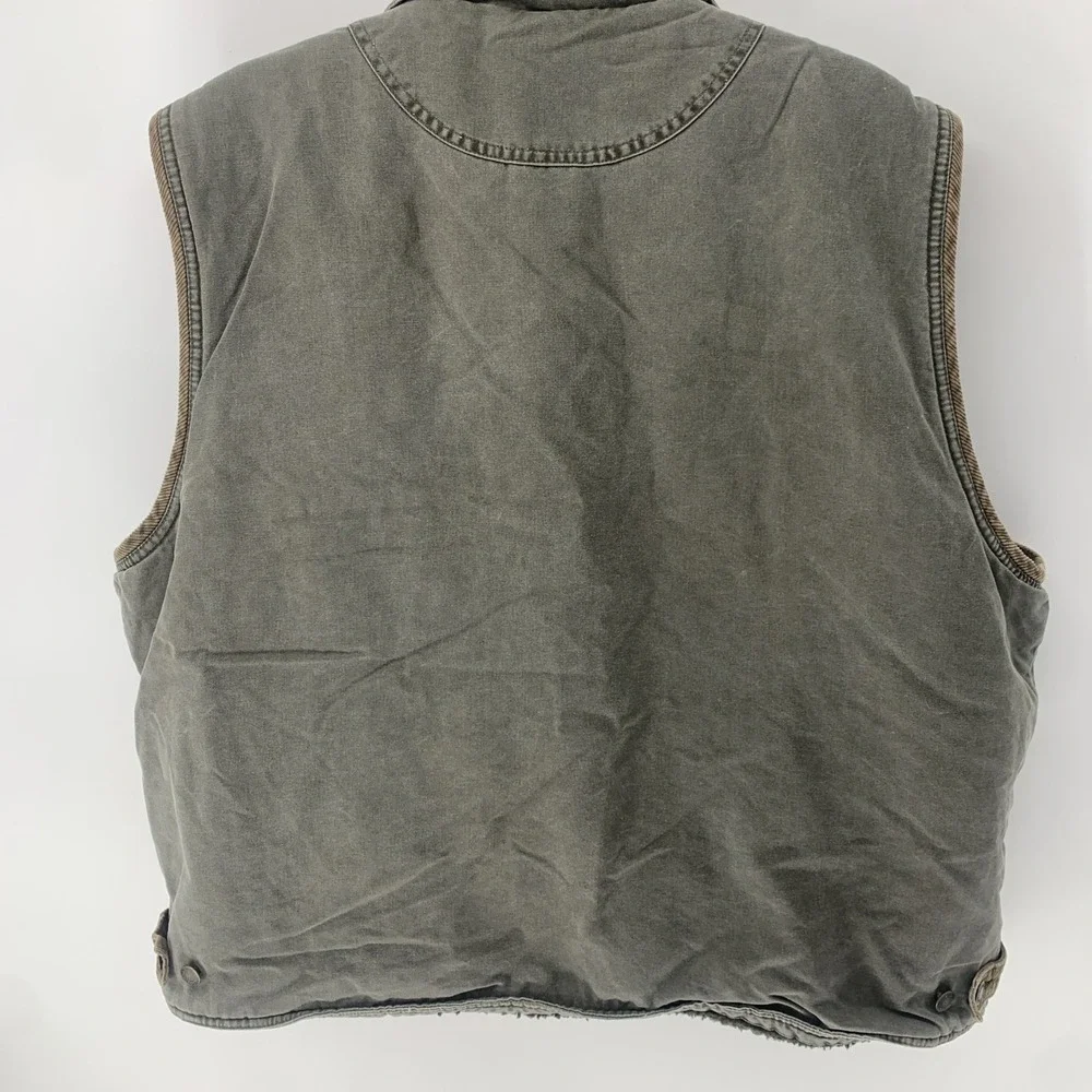 Wrangler Men's Sherpa Lined Vest Green 2XL Zip Button Pockets Workwear
